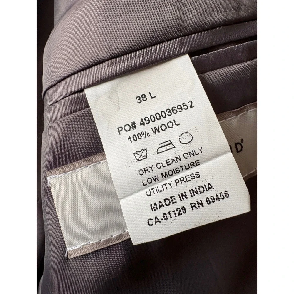 Joseph Abboud 38L Gray Wool‎ Glen Plaid Suit 34x31